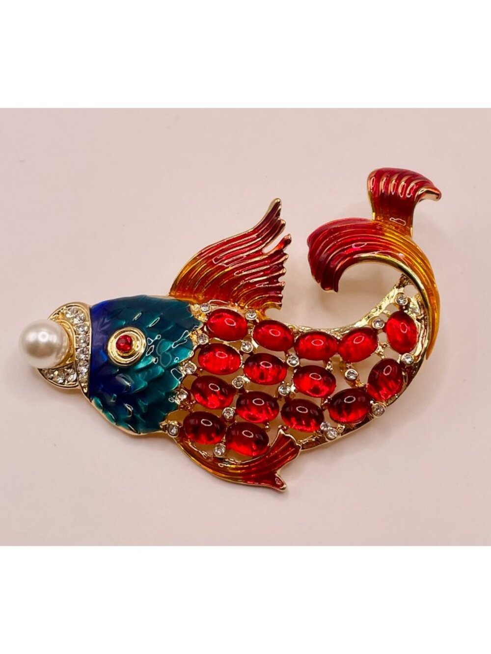 NOS Vintage Colorful Enamel Koi Fish Brooch Pin -33B